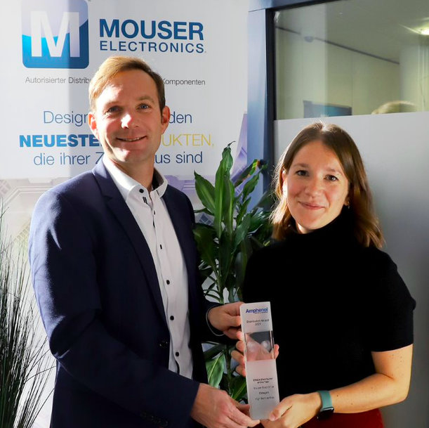 Mouser reçoit l’Amphenol Military & Aerospace Europe High Service Web Distributor Award